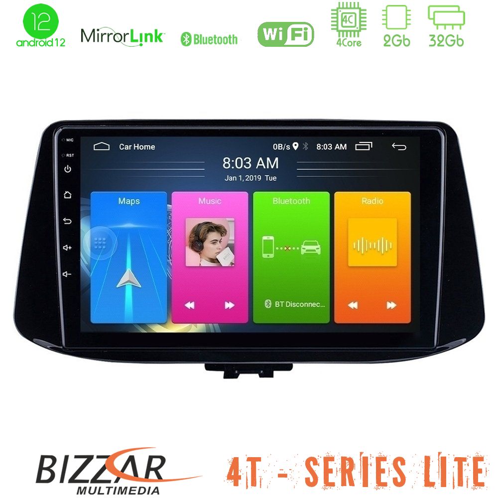 Bizzar 4T Series Hyundai i30 4Core Android12 2+32GB Navigation Multimedia Tablet 9