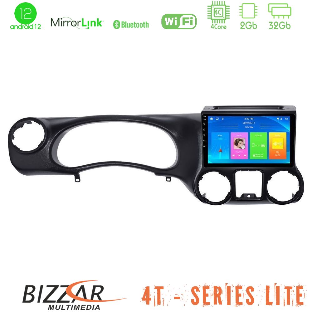 Bizzar 4T Series Jeep Wrangler 2011-2014 4Core Android12 2+32GB Navigation Multimedia Tablet 9