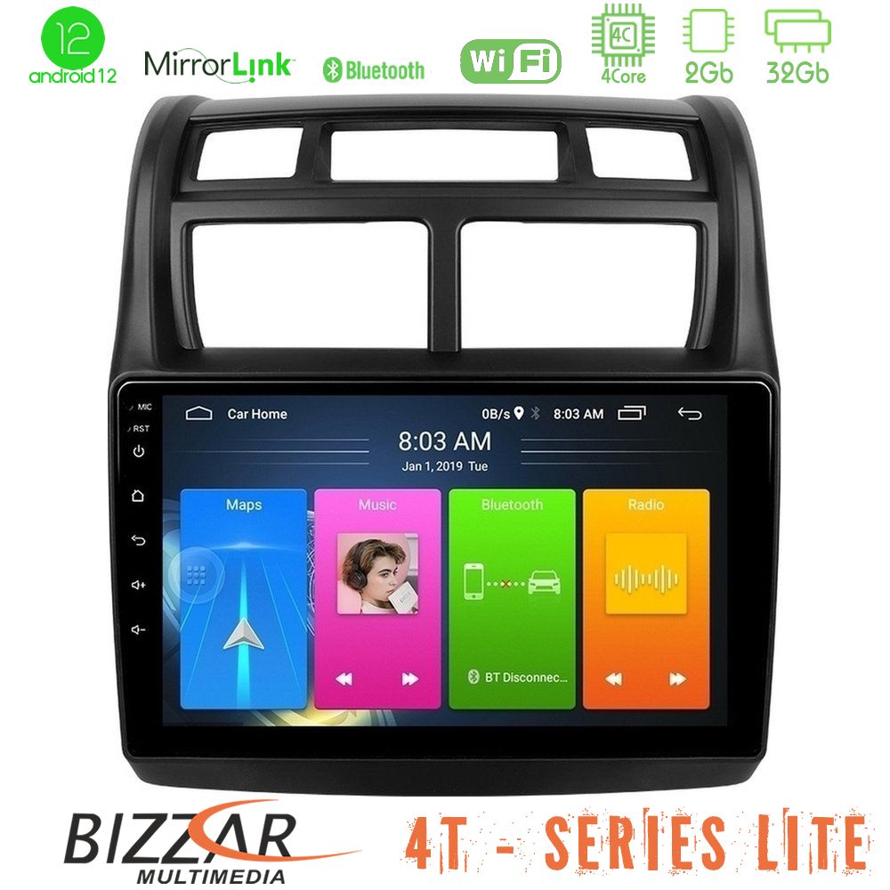 Bizzar 4T Series Kia Sportage 2005-2008 4Core Android12 2+32GB Navigation Multimedia Tablet 9