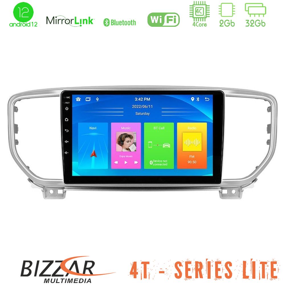 Bizzar 4T Series Kia Sportage 2018-2021 4Core Android12 2+32GB Navigation Multimedia Tablet 9