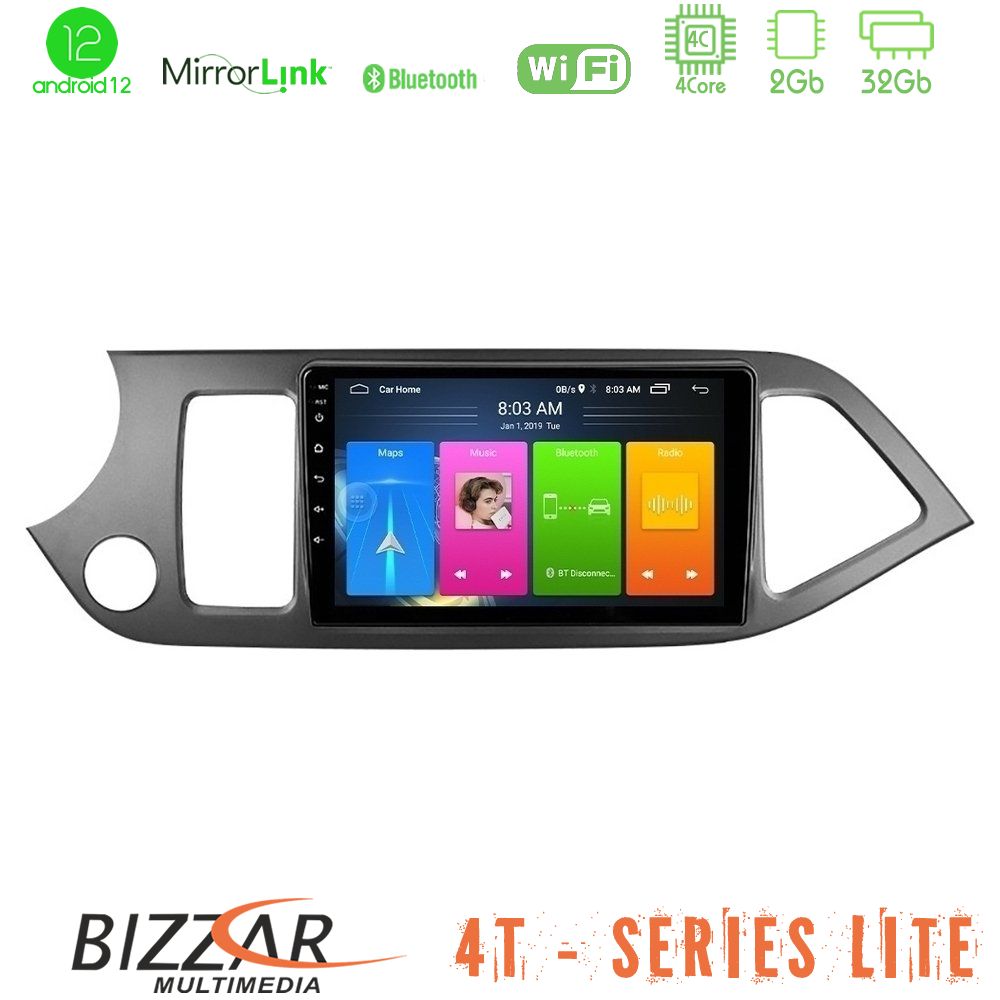 Bizzar 4T Series Kia Picanto 4Core Android12 2+32GB Navigation Multimedia Tablet 9 U-LVB-KI0611