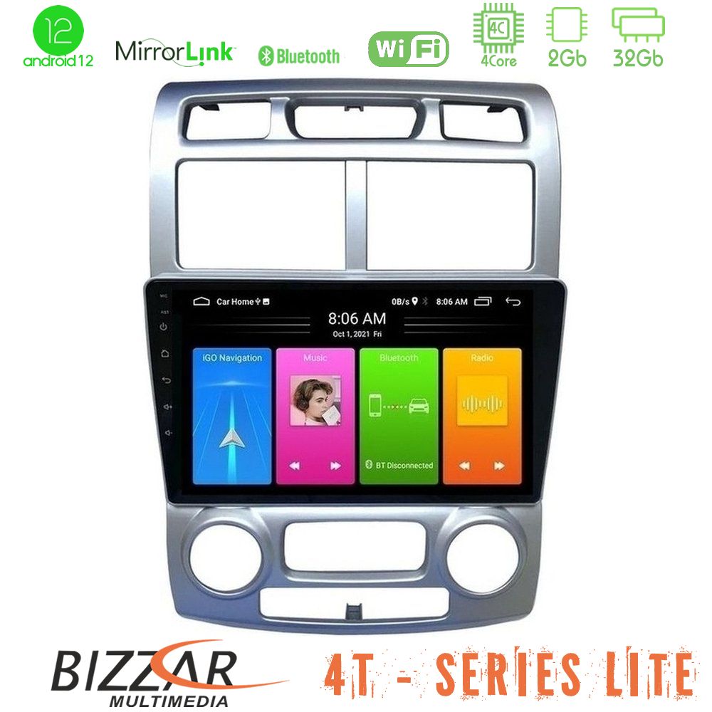 Bizzar 4T Series Kia Sportage 2005-2008 4Core Android12 2+32GB Navigation Multimedia Tablet 9″