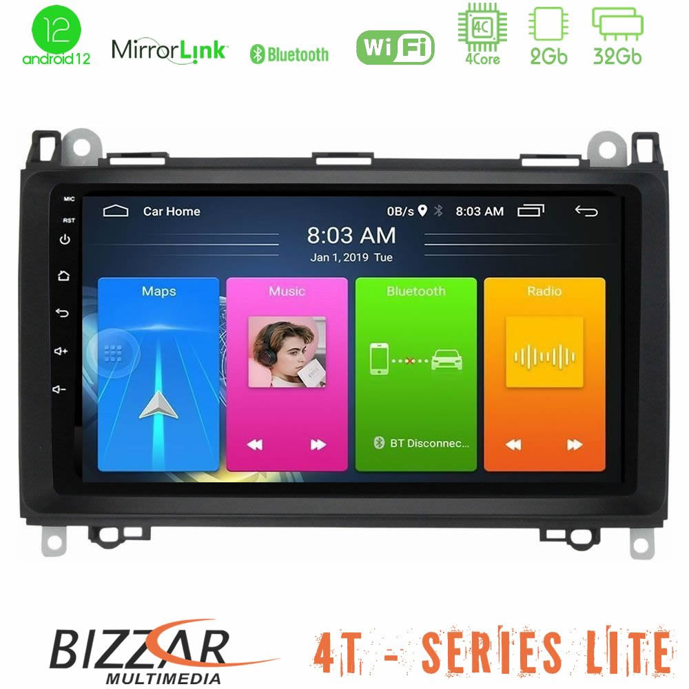 Bizzar 4T Series Mercedes A/B/Vito/Sprinter Class 4Core Android12 2+32GB Navigation Multimedia 9