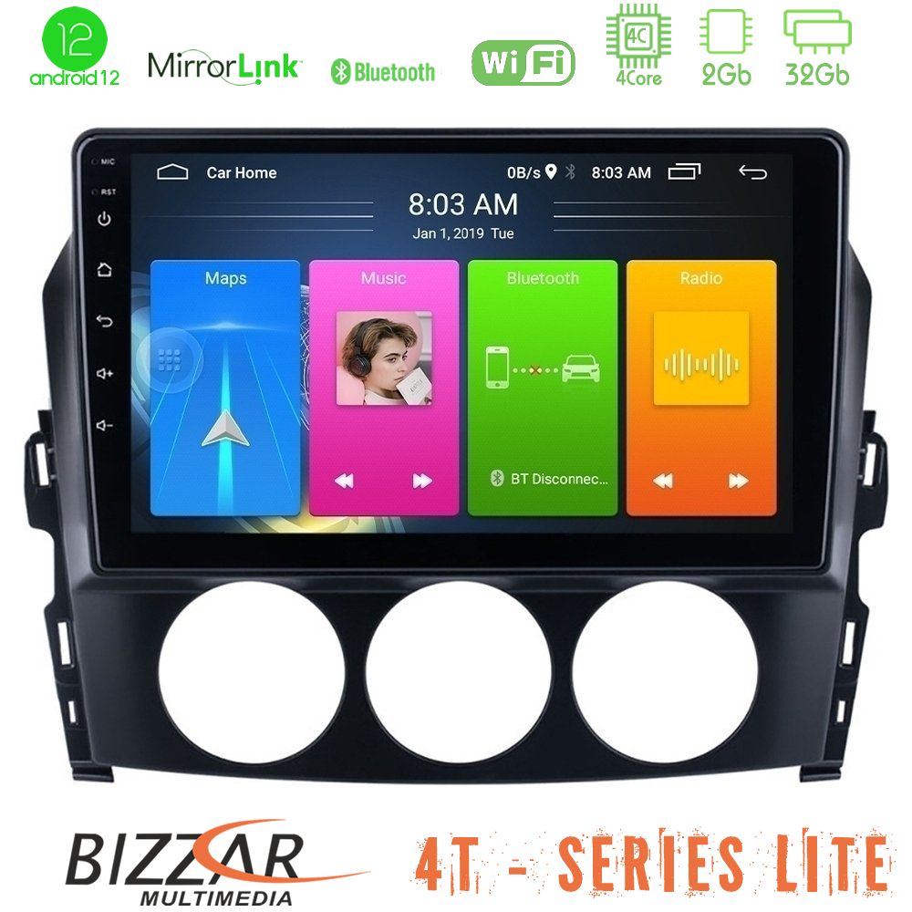 Bizzar 4T Series Mazda MX-5 2006-2008 4Core Android12 2+32GB Navigation Multimedia Tablet 9