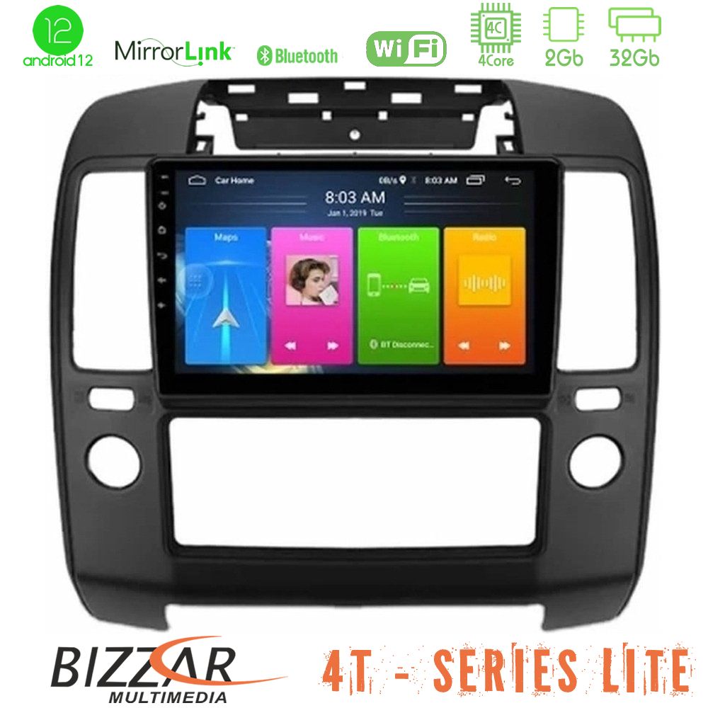 Bizzar 4T Series Nissan Navara 4Core Android12 2+32GB Navigation Multimedia Tablet 9