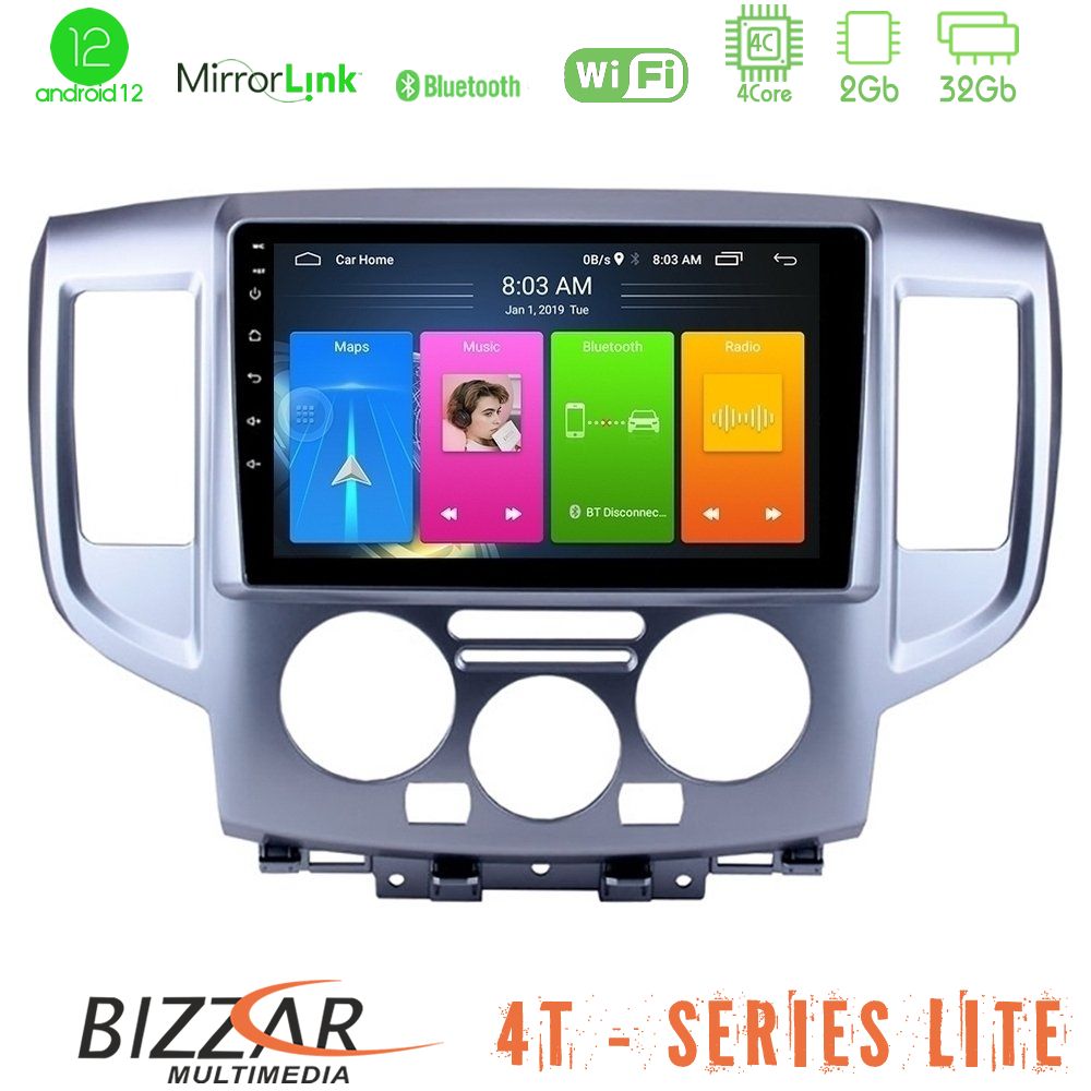Bizzar 4T Series Nissan NV200 4Core Android12 2+32GB Navigation Multimedia Tablet 9