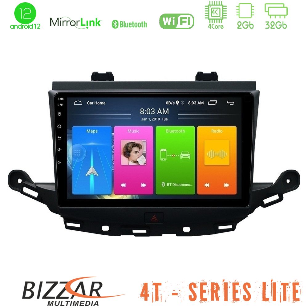 Bizzar 4T Series Opel Astra K 2015-2019 4Core Android12 2+32GB Navigation Multimedia Tablet 9