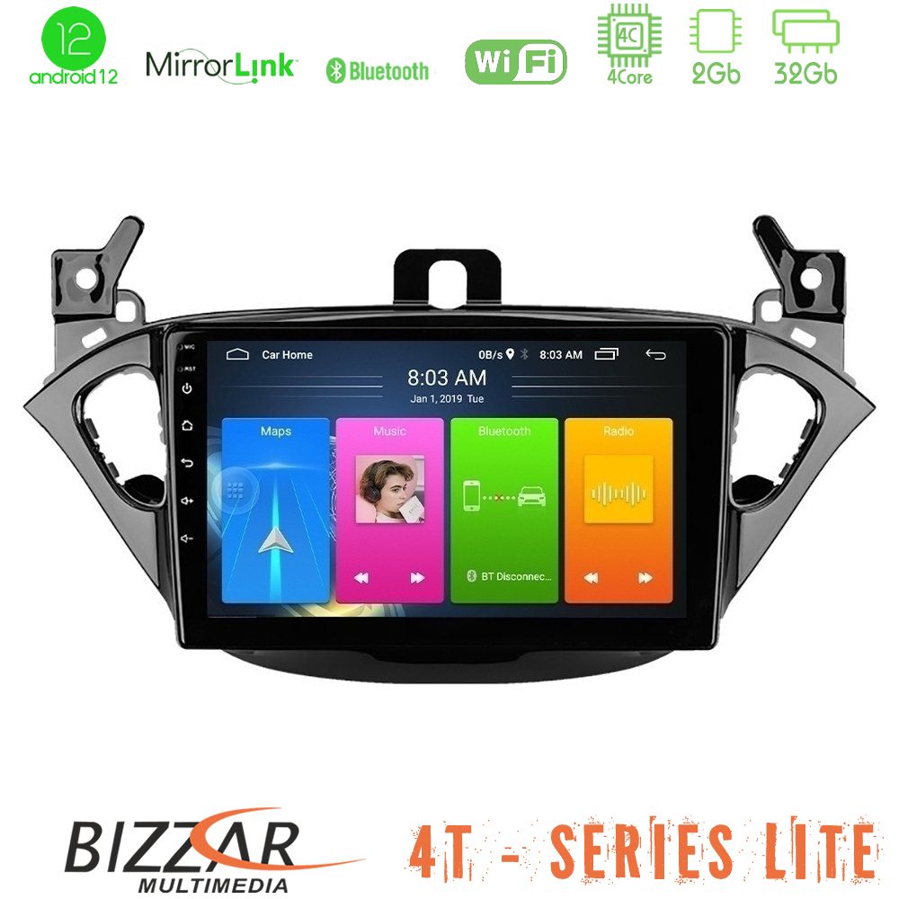 Bizzar 4T Series Opel Corsa E/Adam 4Core Android12 2+32GB Navigation Multimedia Tablet 9