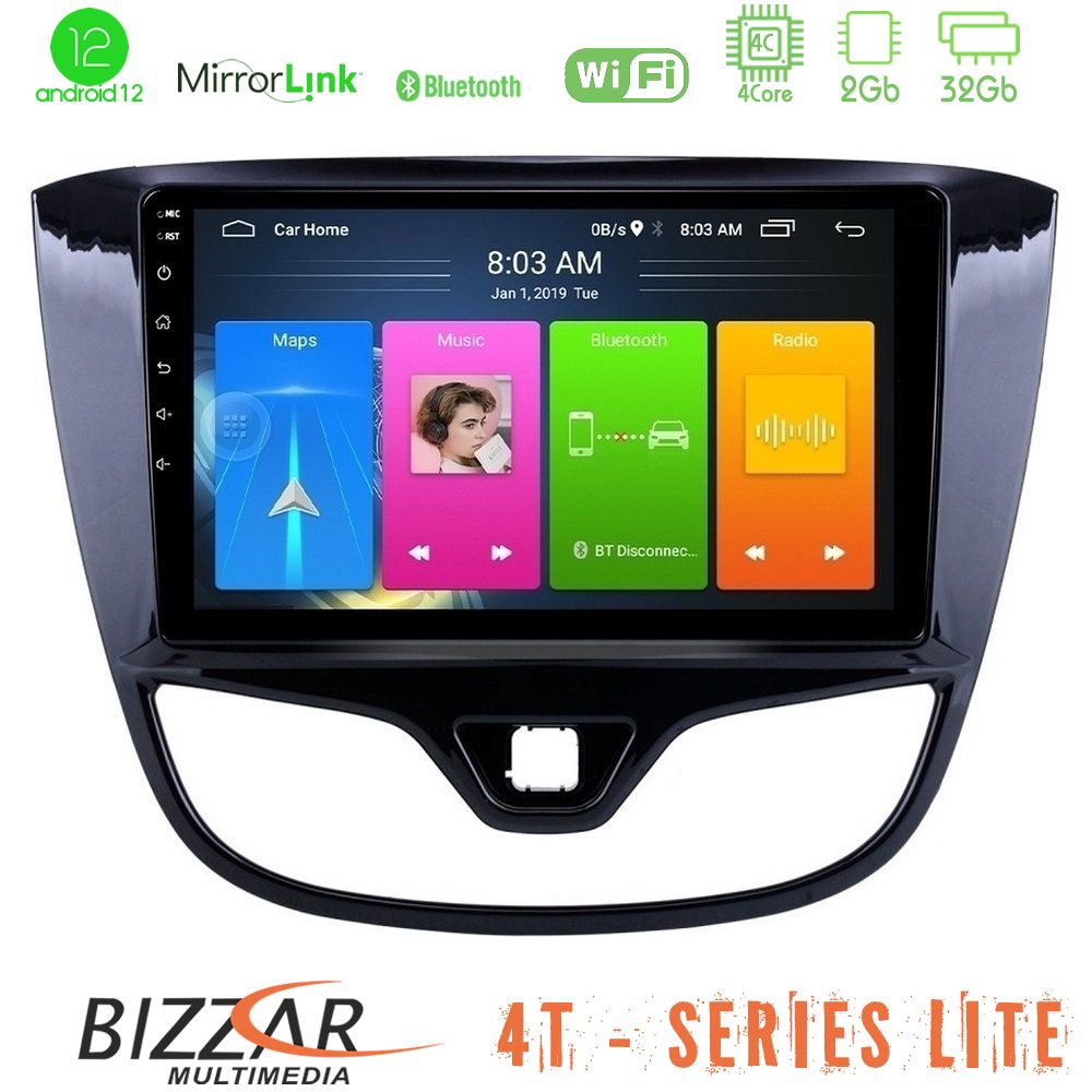 Bizzar 4T Series Opel Karl 2015-2019 4Core Android12 2+32GB Navigation Multimedia Tablet 9