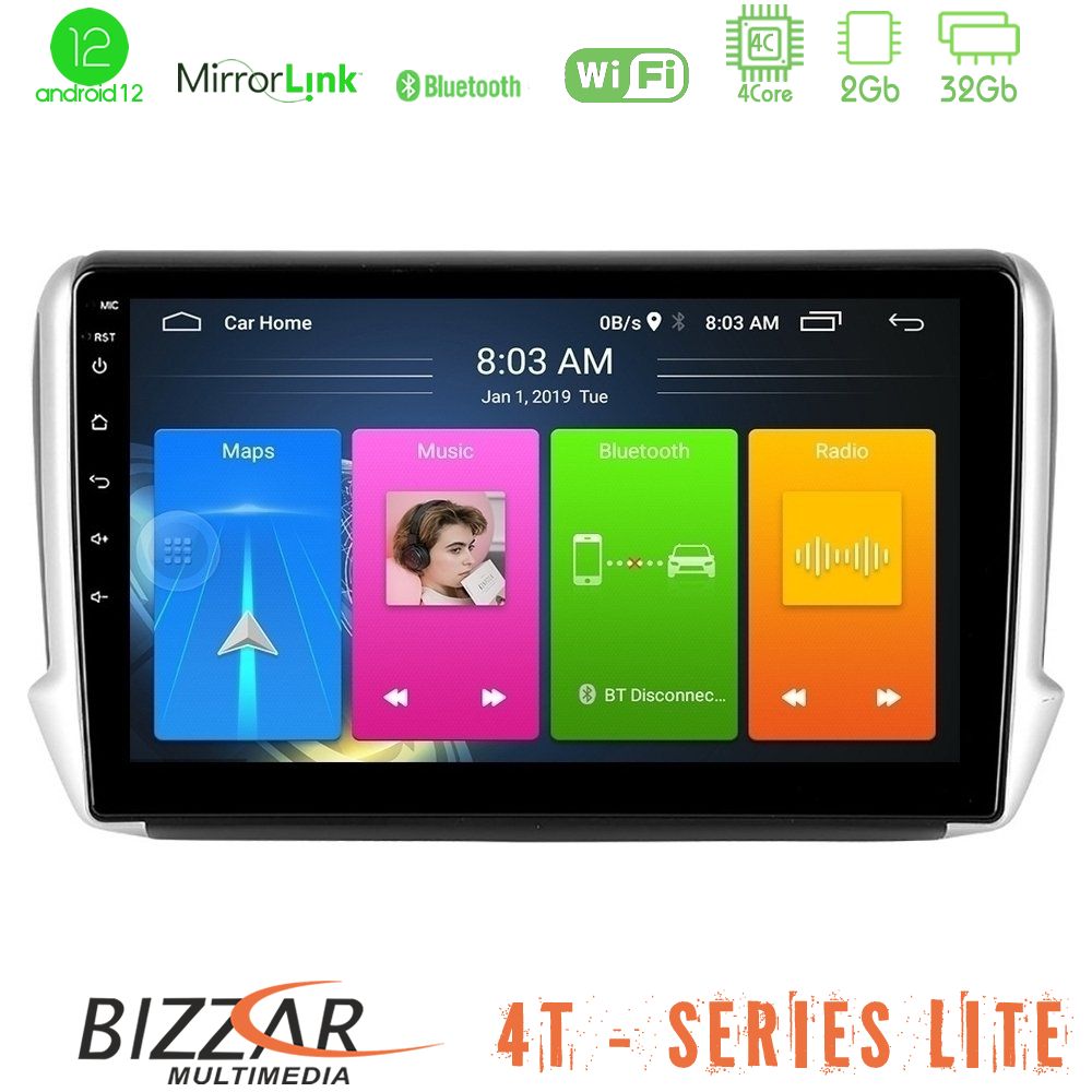 Bizzar 4T Series Peugeot 208/2008 4Core Android12 2+32GB Navigation Multimedia Tablet 10