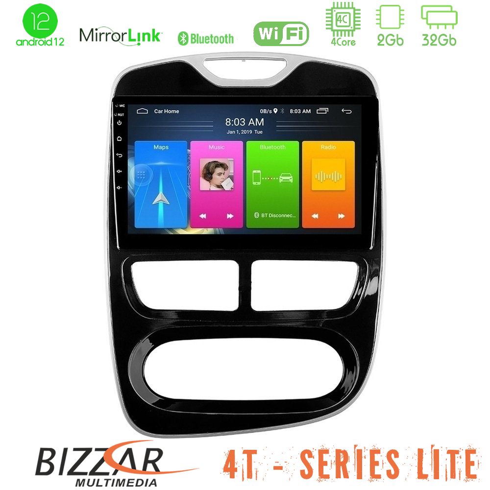 Bizzar 4T Series Renault Clio 2012-2016 4Core Android12 2+32GB Navigation Multimedia Tablet 10