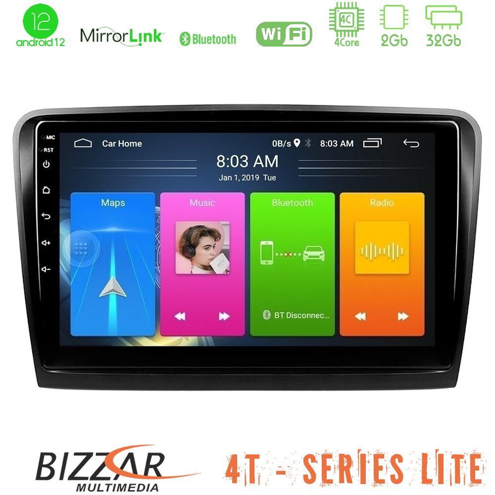 Bizzar 4T Series Skoda Superb 2008-2015 4Core Android12 2+32GB Navigation Multimedia Tablet 9