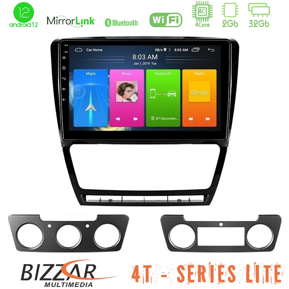 Bizzar 4T Series Skoda Octavia 5 4Core Android12 2+32GB Navigation Multimedia Tablet 10 U-LVB-SK229B