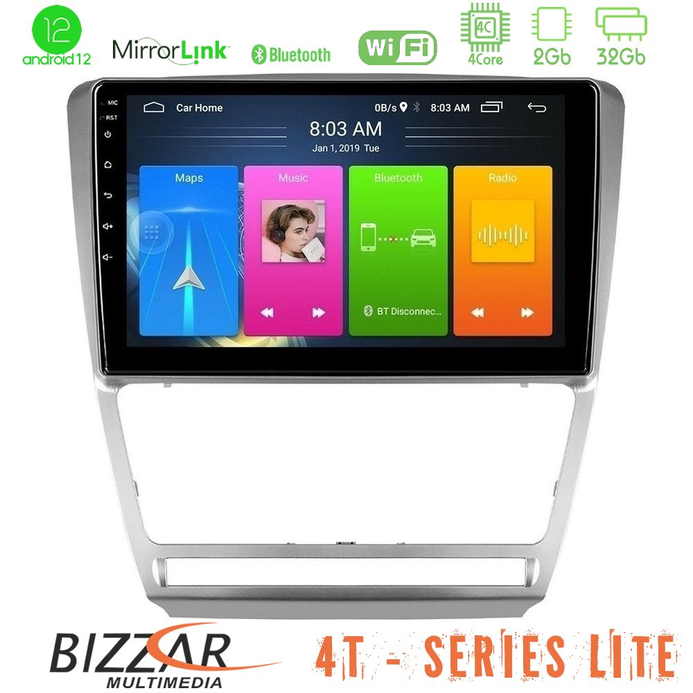 Bizzar 4T Series Skoda Octavia 5 4Core Android12 2+32GB Navigation Multimedia Tablet 10 U-LVB-SK229S