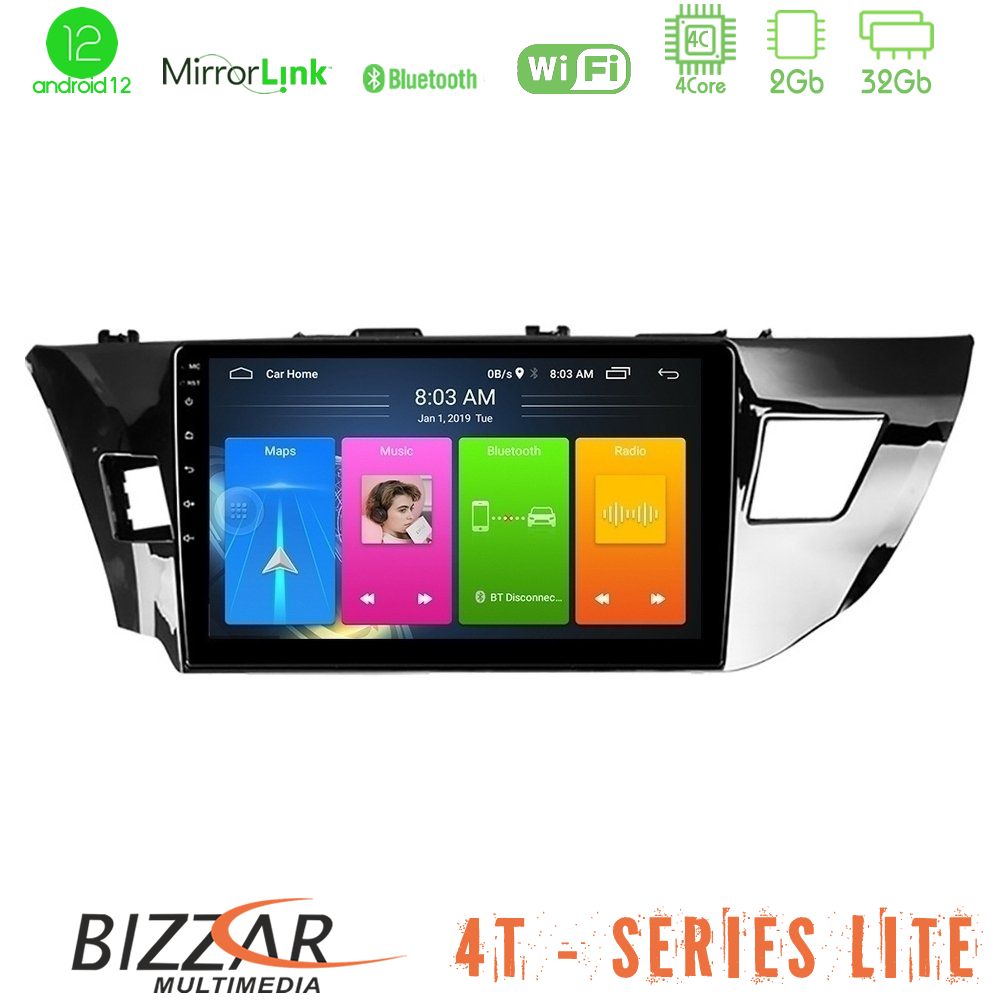 Bizzar 4T Series Toyota Corolla 2014-2016 4Core Android12 2+32GB Navigation Multimedia Tablet 9