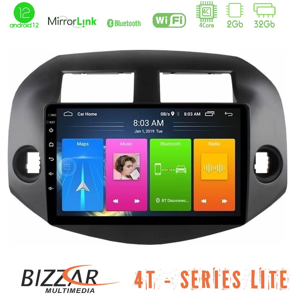 Bizzar 4T Series Toyota Rav4 2006-2012 4Core Android12 2+32GB Navigation Multimedia Tablet 10