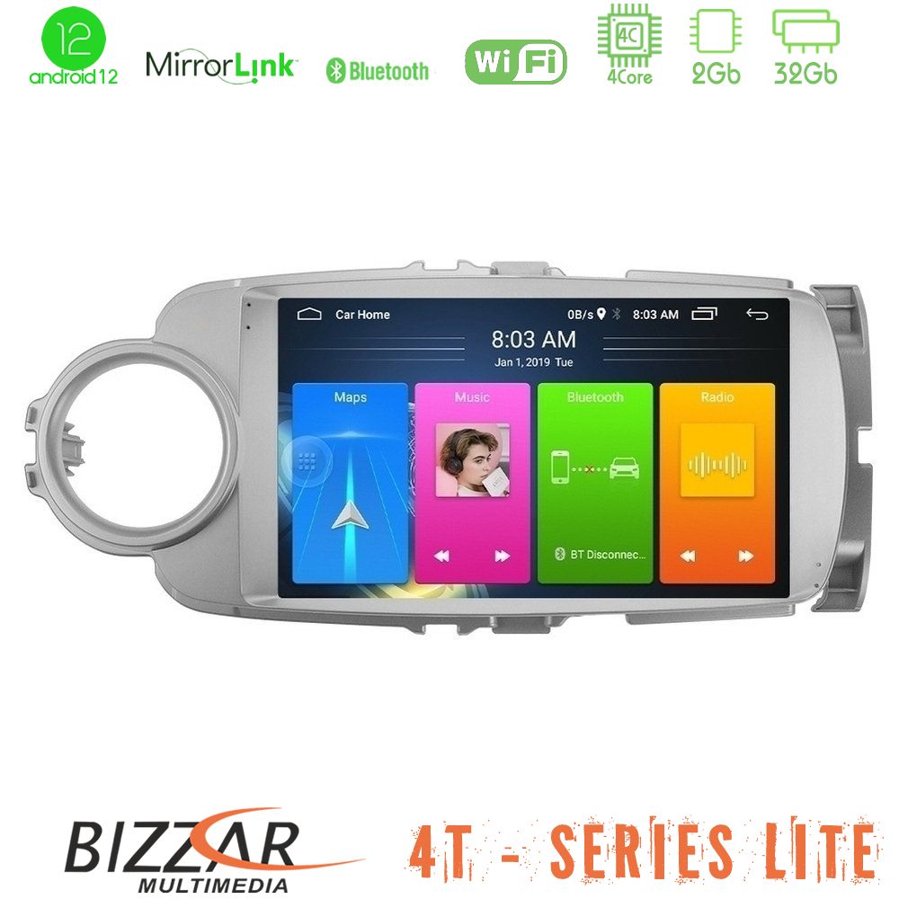 Bizzar 4T Series Toyota Yaris 4Core Android12 2+32GB Navigation Multimedia Tablet 9