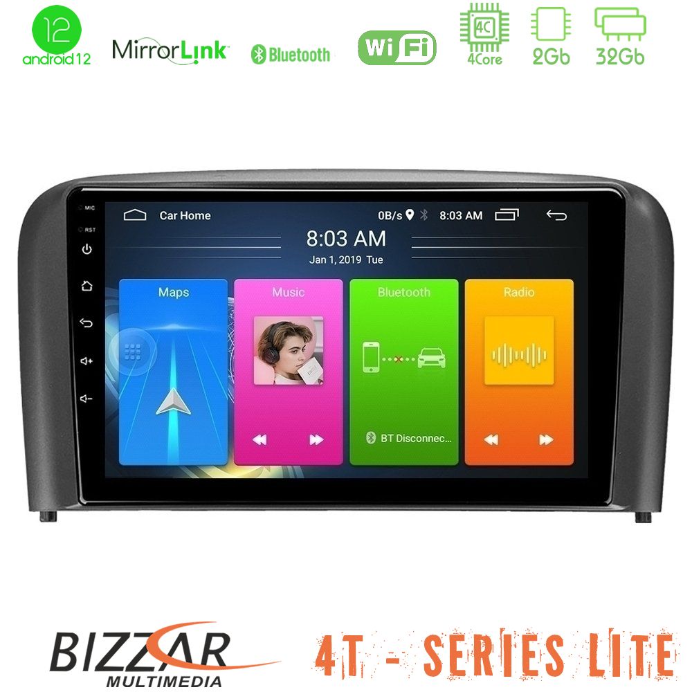 Bizzar 4T Series Volvo S80 1998-2006 4Core Android12 2+32GB Navigation Multimedia Tablet 9