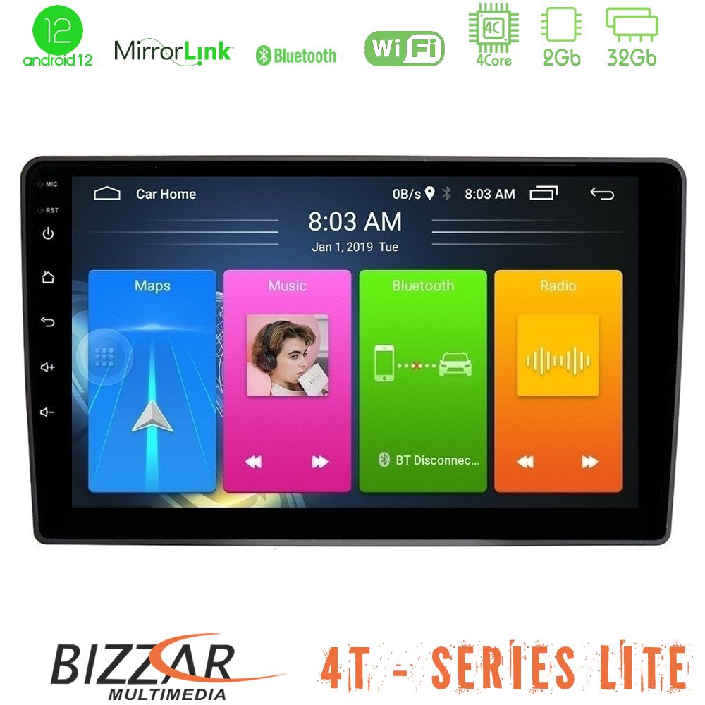 Bizzar 4T Series VW Passat 4Core Android12 2+32GB Navigation Multimedia Tablet 9