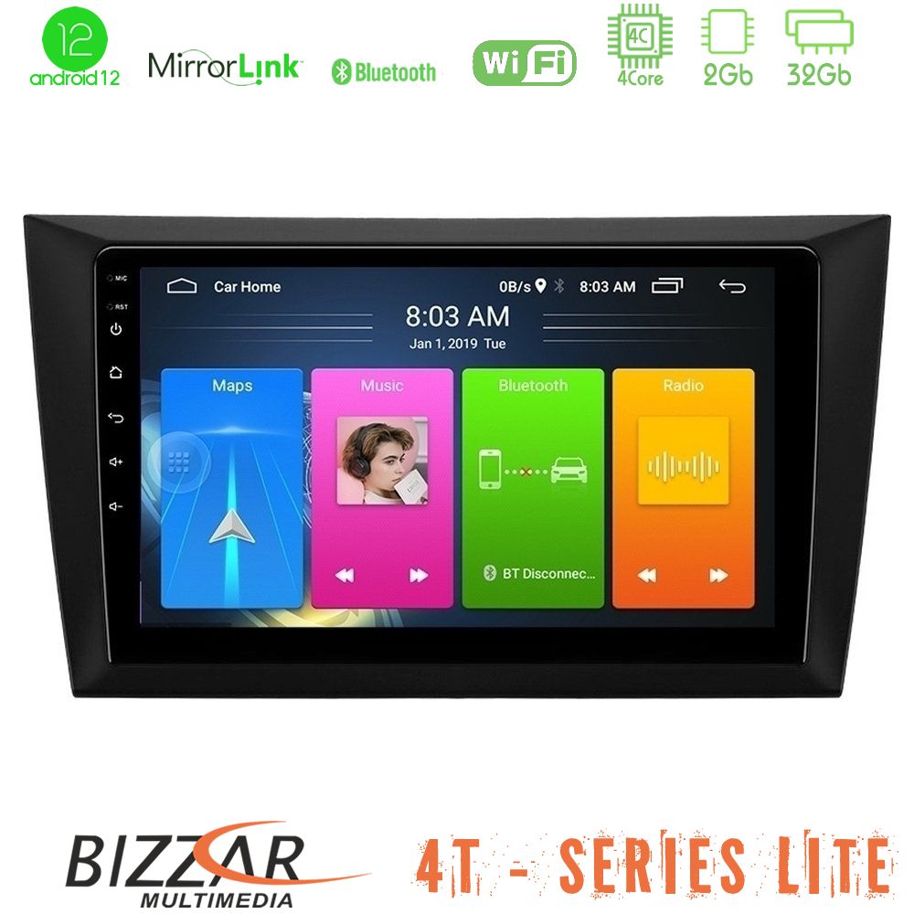 Bizzar 4T Series Vw Golf 6 4Core Android12 2+32GB Navigation Multimedia Tablet 9