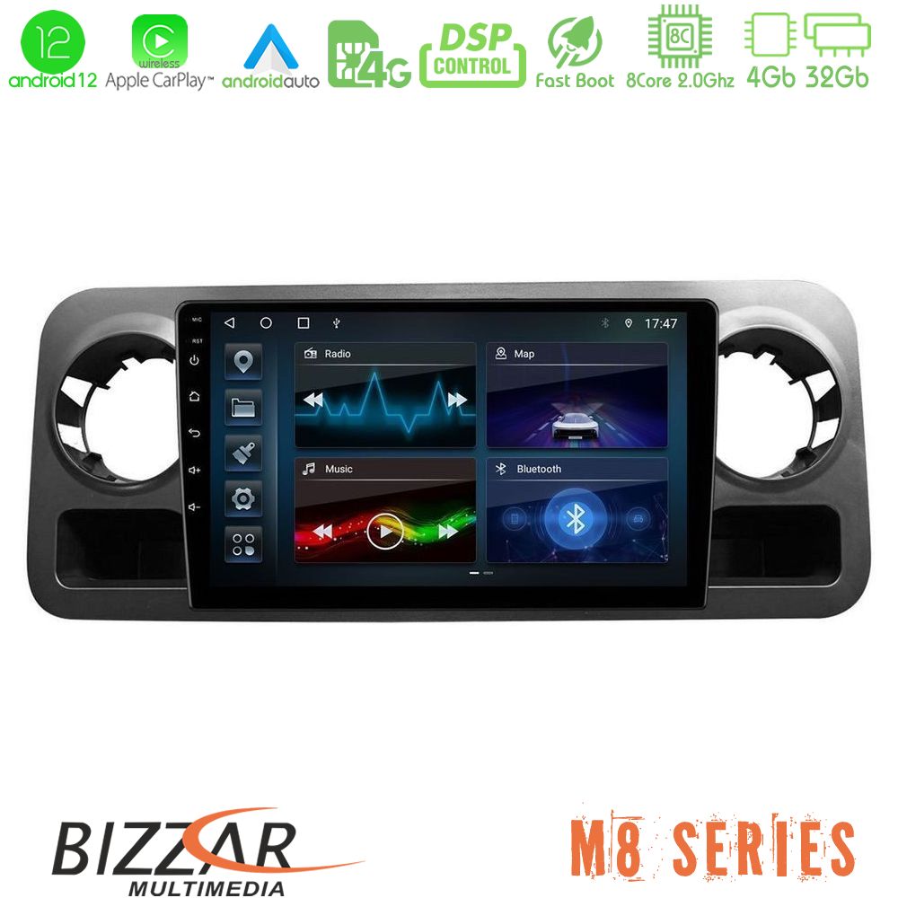 Bizzar M8 Series Mercedes Sprinter W907 4Core Android12 4+32GB Navigation Multimedia Tablet 10