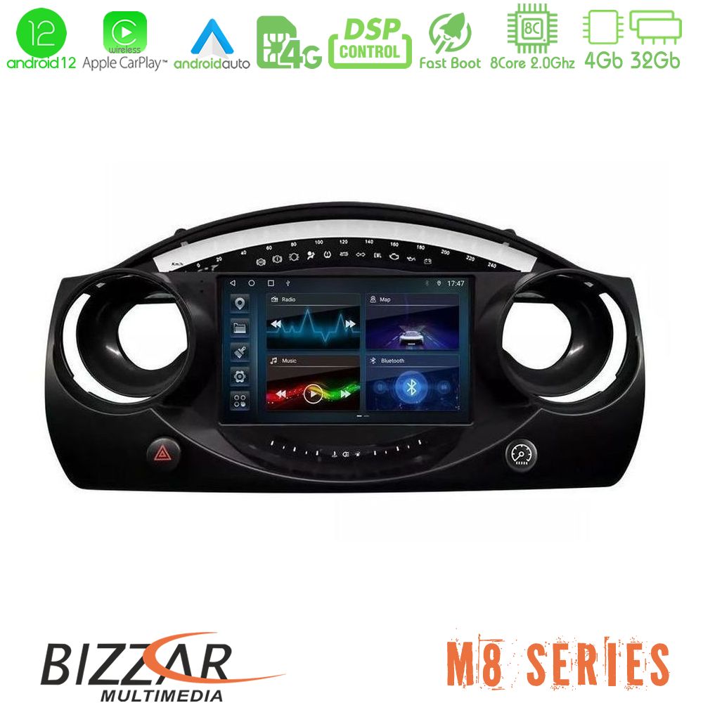 Bizzar M8 Series Mini Cooper R50 4Core Android12 4+32GB Navigation Multimedia Tablet 9