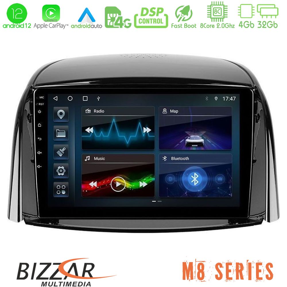 Bizzar M8 Series Renault Koleos 2007-2015 4Core Android12 4+32GB Navigation Multimedia Tablet 9