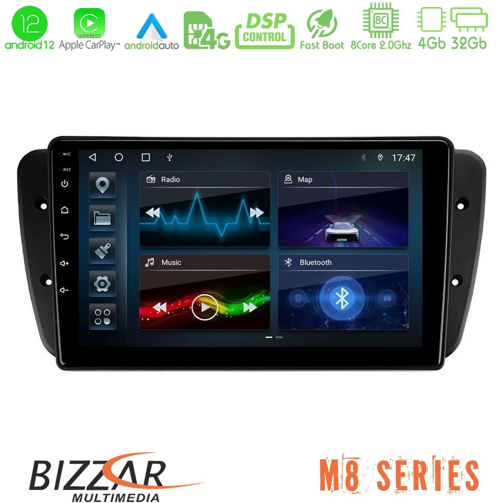 Bizzar M8 Series Seat Ibiza 2008-2012 4Core Android12 4+32GB Navigation Multimedia Tablet 9