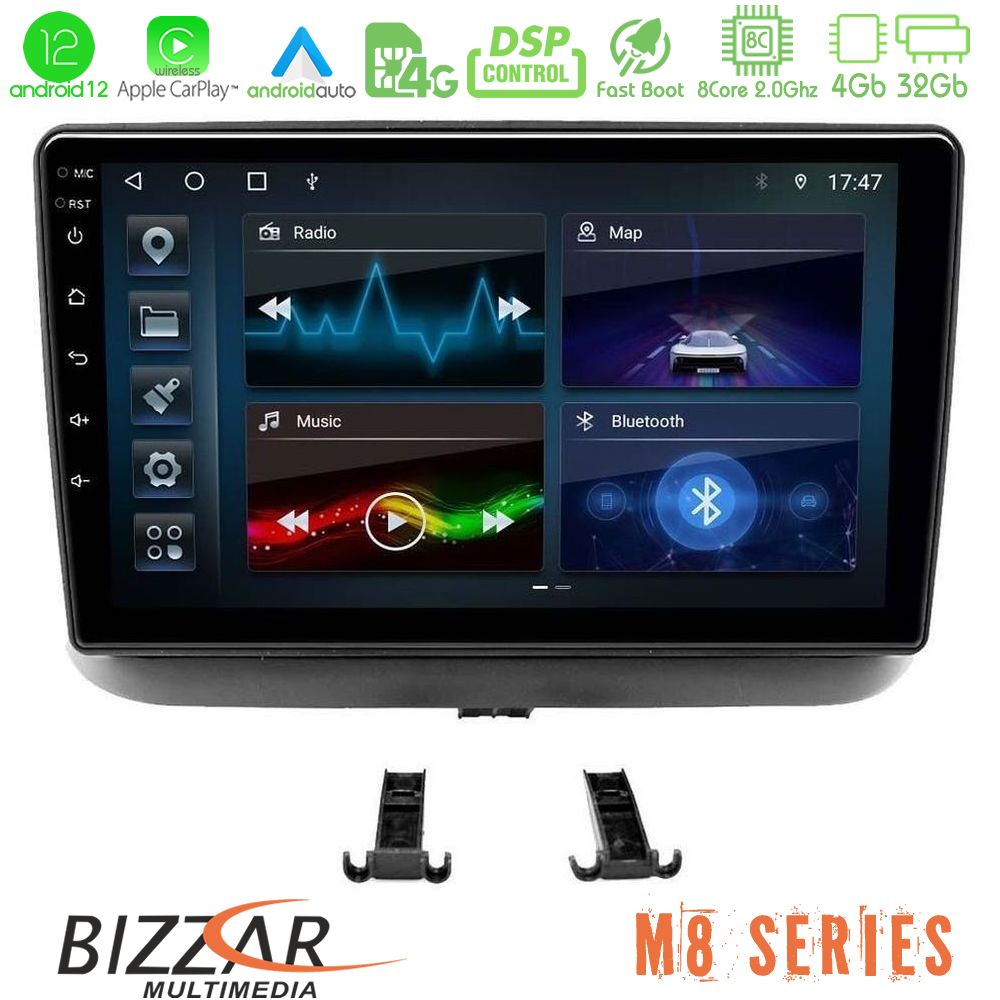 Bizzar M8 Series Toyota Corolla 1999-2002 4Core Android12 4+32GB Navigation Multimedia Tablet 9
