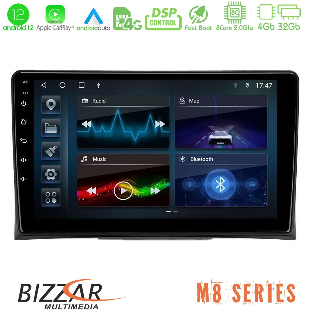 Bizzar M8 Series VW Transporter 2003-2015 4Core Android12 4+32GB Navigation Multimedia Tablet 9