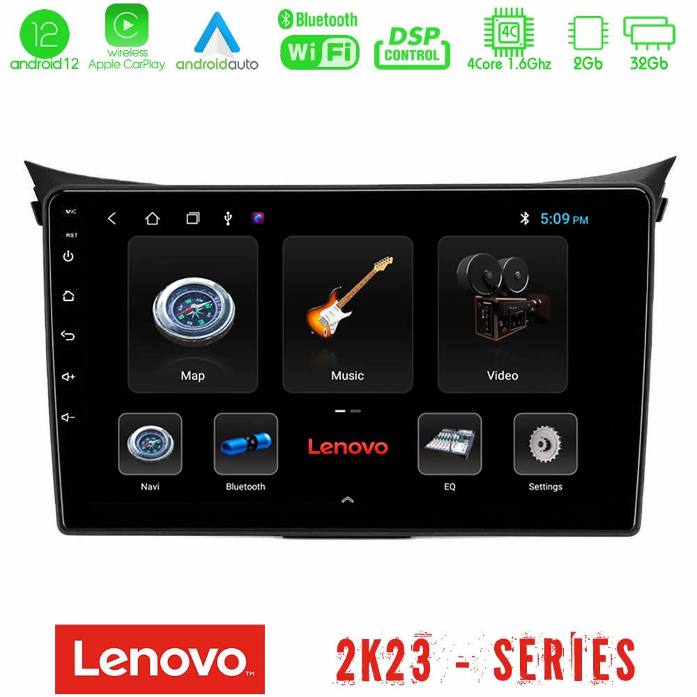 Lenovo Car Pad Hyundai i30 2012-2017 4Core Android12 2+32GB Navigation Multimedia Tablet 9