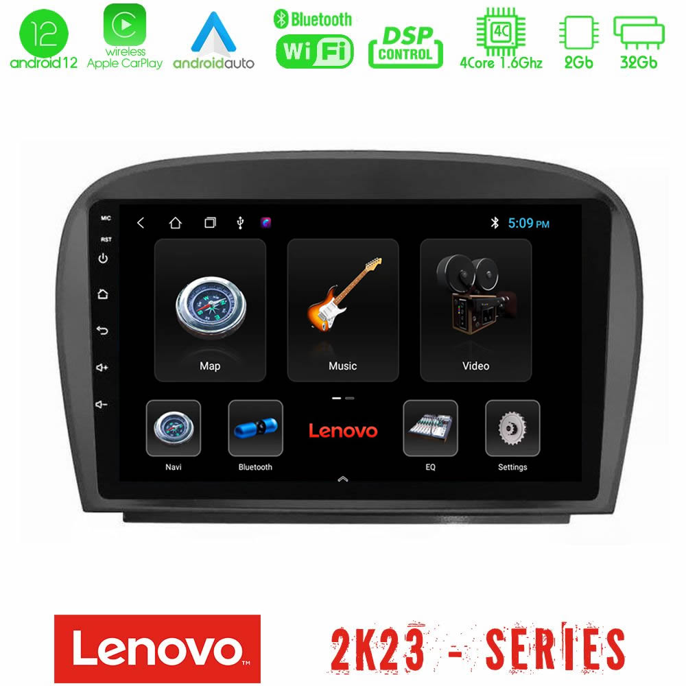 Lenovo Car Pad Mercedes SL Class 2005-2011 4Core Android12 2+32GB Navigation Multimedia Tablet 9