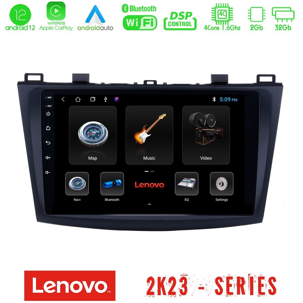 Lenovo Car Pad Mazda 3 2009-2014 4Core Android12 2+32GB Navigation Multimedia Tablet 9