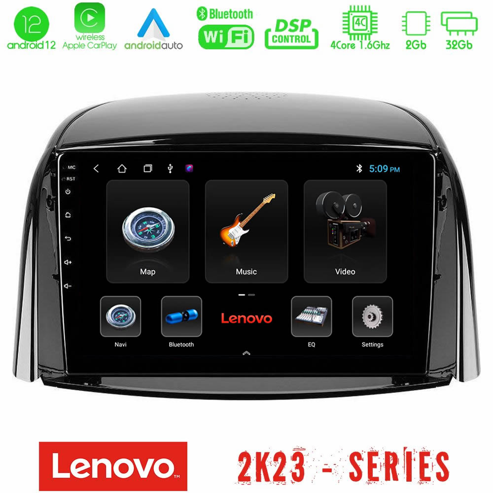 Lenovo Car Pad Renault Koleos 2007-2015 4Core Android12 2+32GB Navigation Multimedia Tablet 9