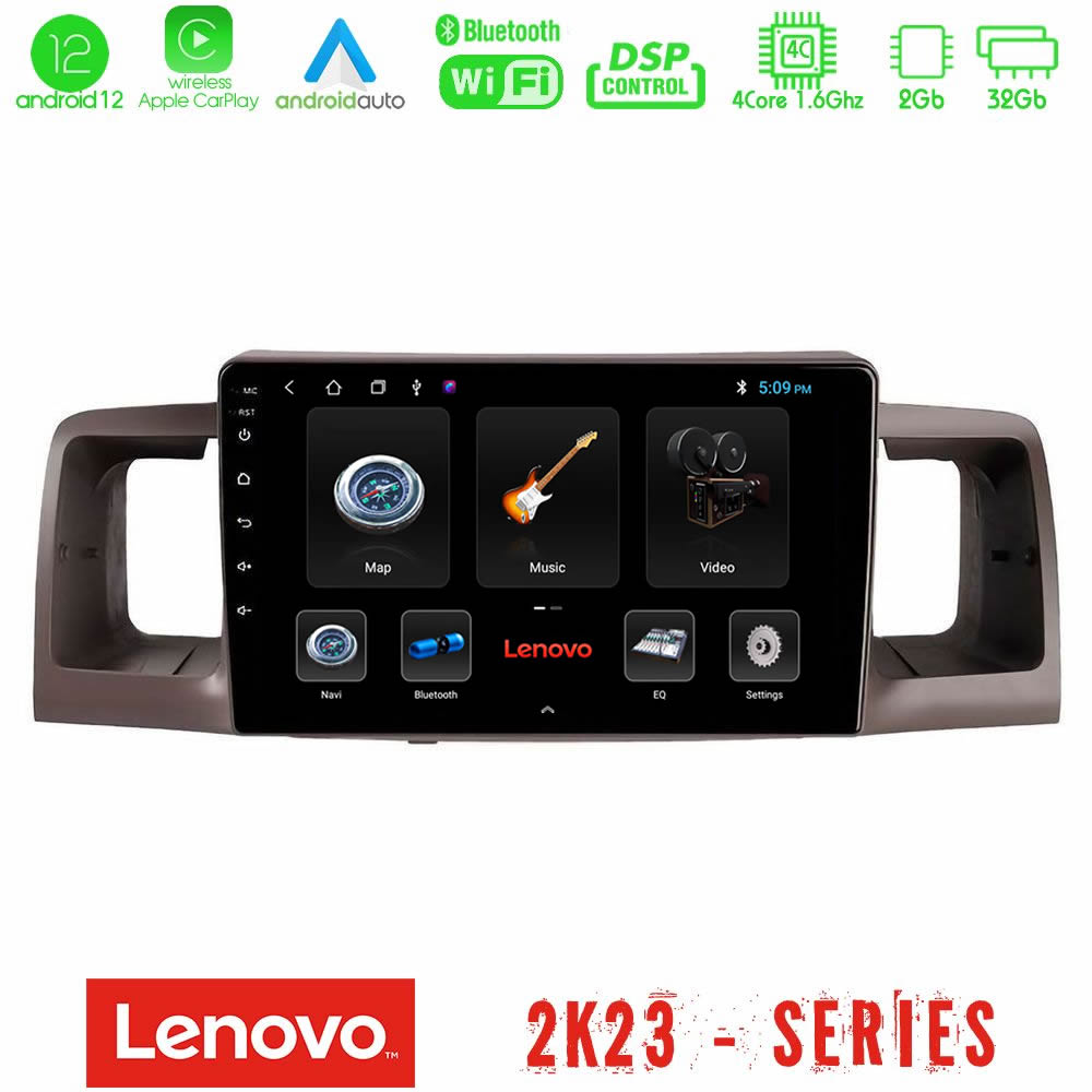 Lenovo Car Pad Toyota Corolla 2002-2006 4Core Android12 2+32GB Navigation Multimedia Tablet 9