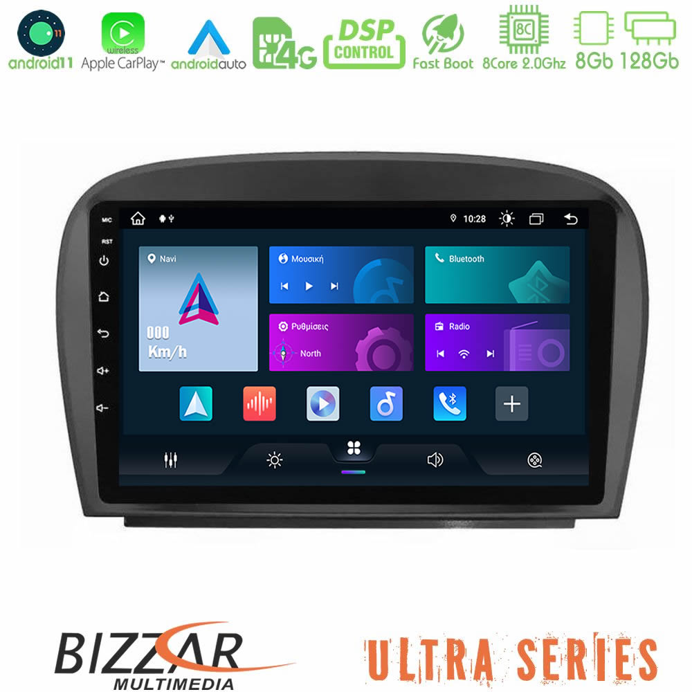 Bizzar Ultra Series Mercedes SL Class 2005-2011 8Core Android11 8+128GB Navigation Multimedia Tablet 9