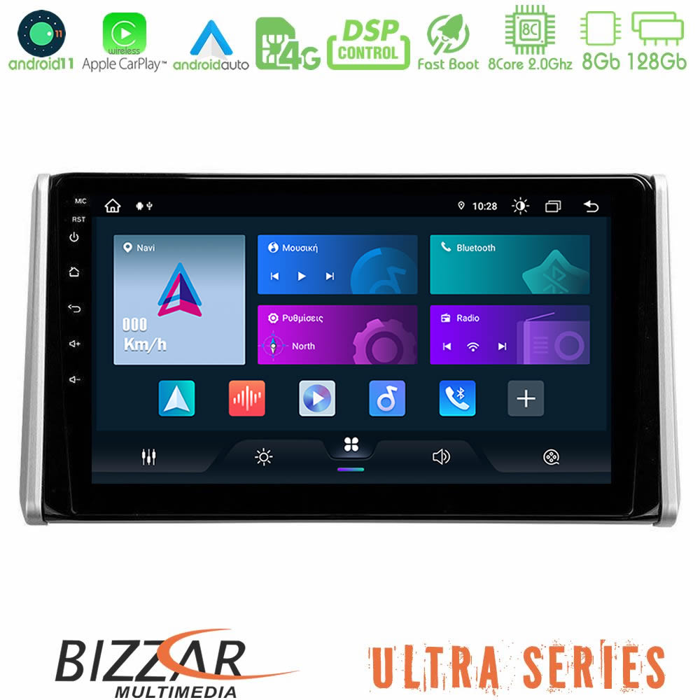 Bizzar Ultra Series Toyota RAV4 2019-2023 8Core Android11 8+128GB Navigation Multimedia Tablet 10