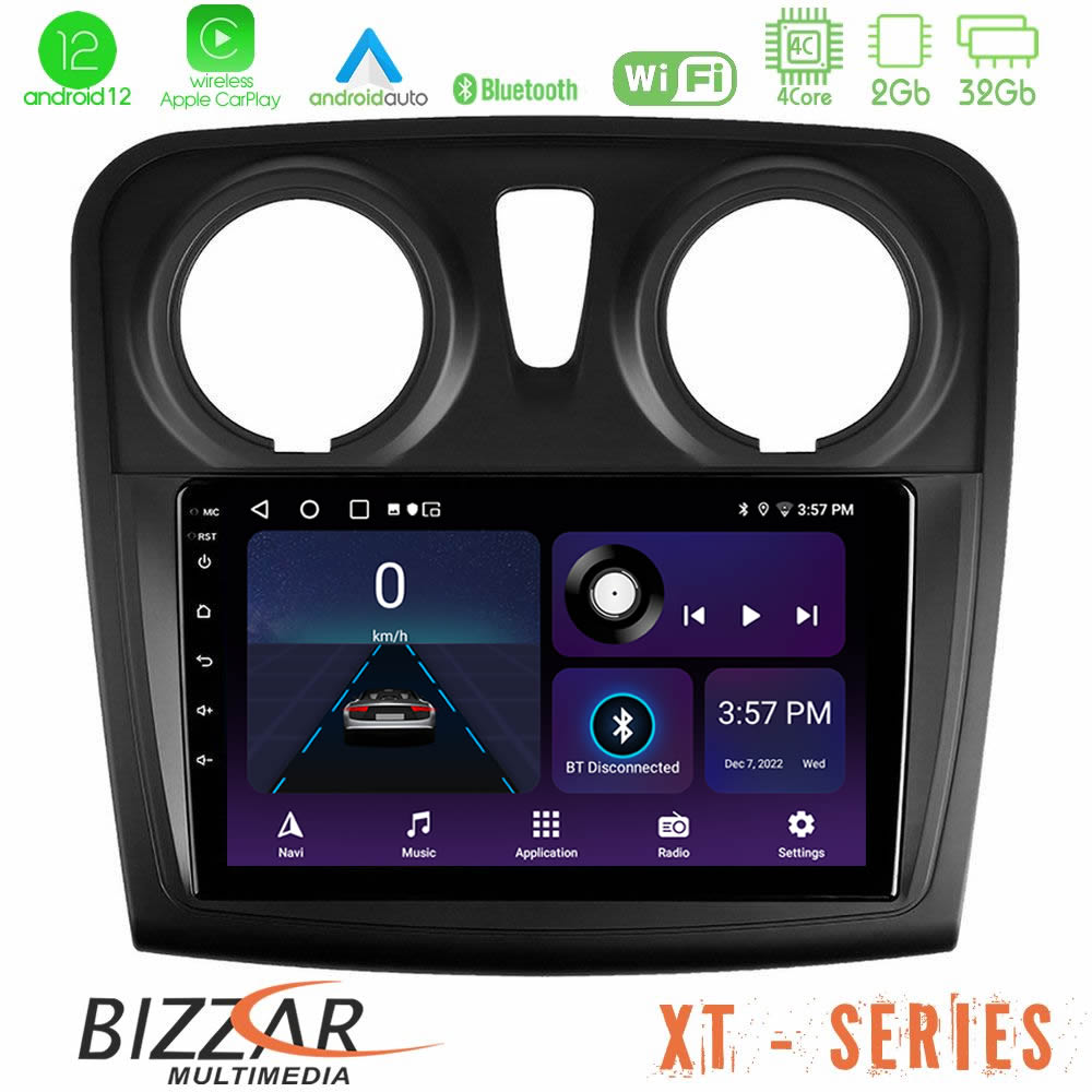 Bizzar XT Series Dacia Sandero 2014-2020 4Core Android12 2+32GB Navigation Multimedia Tablet 9