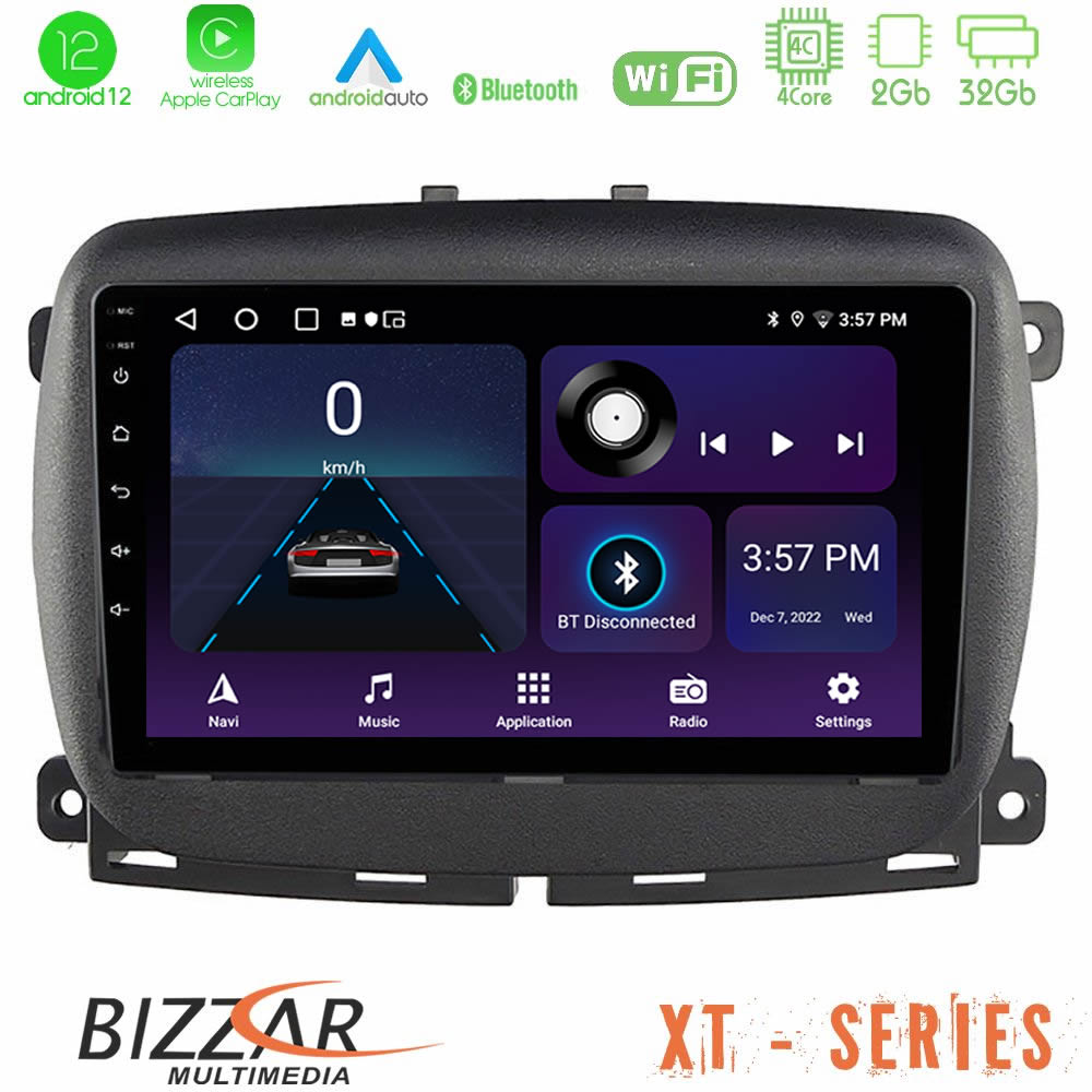 Bizzar XT Series Fiat 500 2016&gt; 4Core Android12 2+32GB Navigation Multimedia Tablet 9