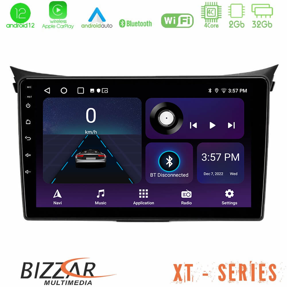 Bizzar XT Series Hyundai i30 2012-2017 4Core Android12 2+32GB Navigation Multimedia Tablet 9