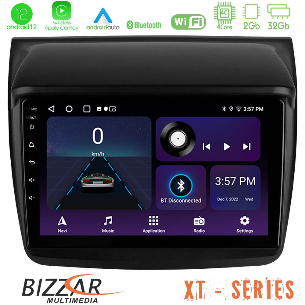 Bizzar XT Series Mitsubishi L200 4Core Android12 2+32GB Navigation Multimedia Tablet 9