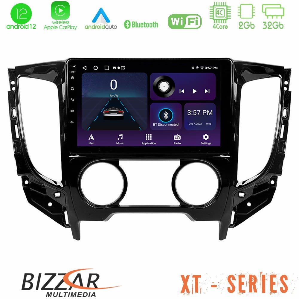 Bizzar XT Series Mitsubishi L200 2016-&gt; & Fiat Fullback (Manual A/C) 4Core Android12 2+32GB Navigation Multimedia Tablet 9