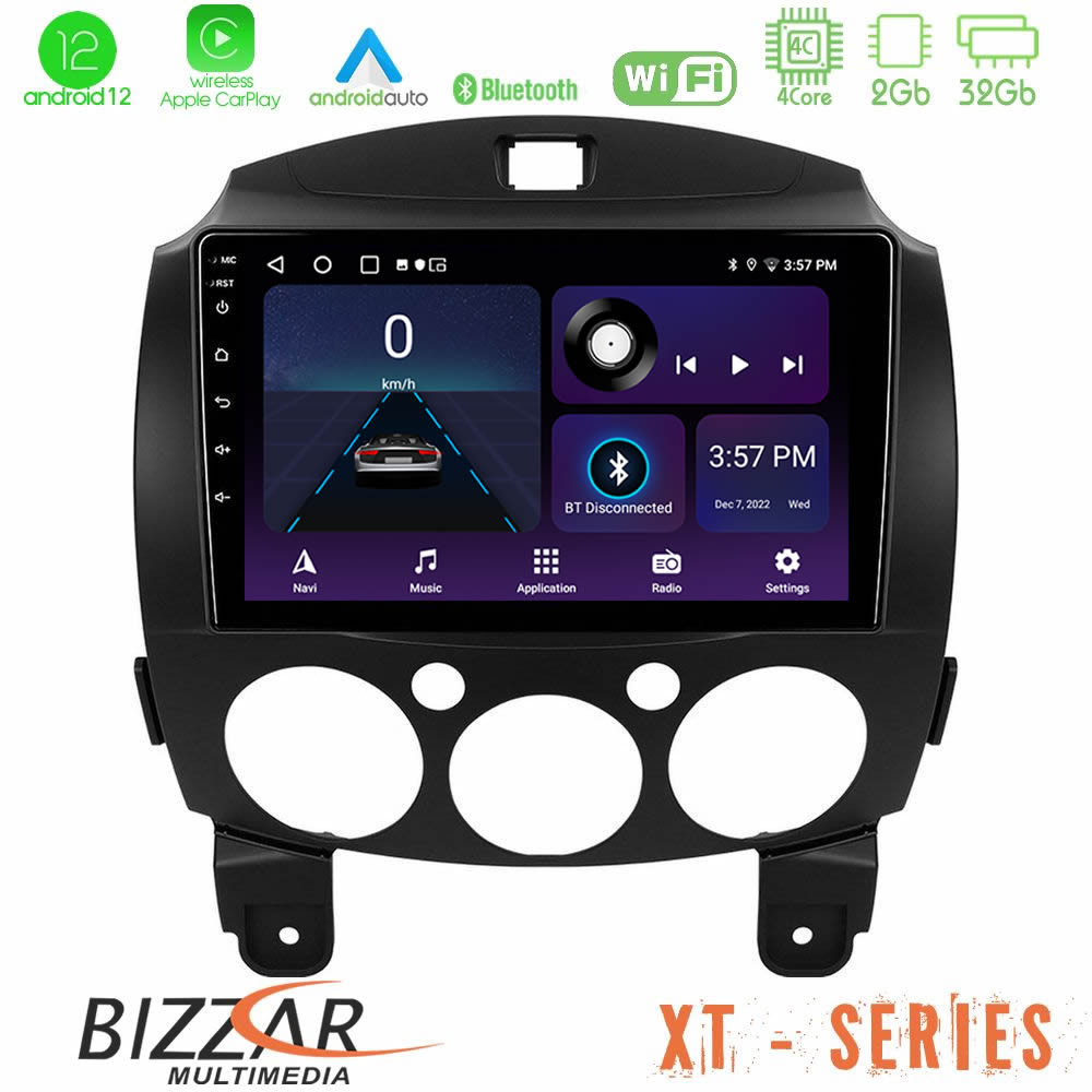 Bizzar XT Series Mazda 2 2008-2014 4Core Android12 2+32GB Navigation Multimedia Tablet 9