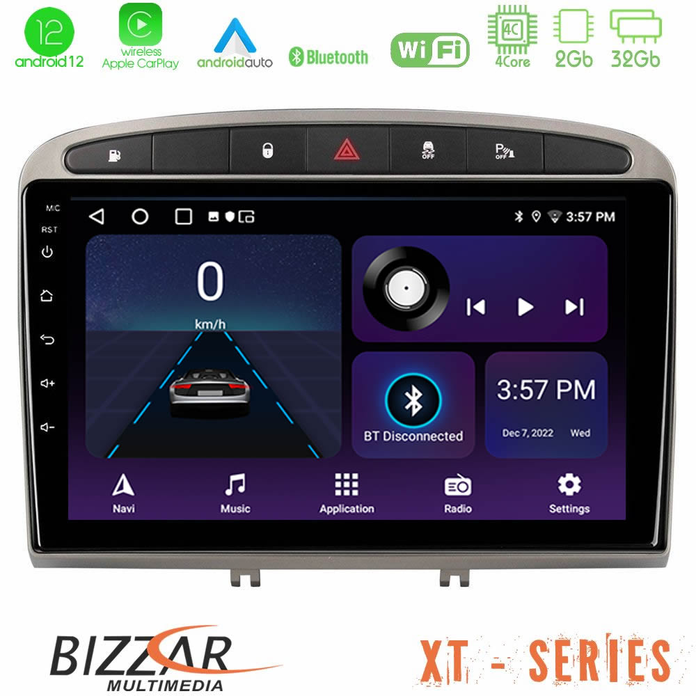 Bizzar XT Series Peugeot 308/RCZ 4Core Android12 2+32GB Navigation Multimedia Tablet 9 (Ασημί Χρώμα)