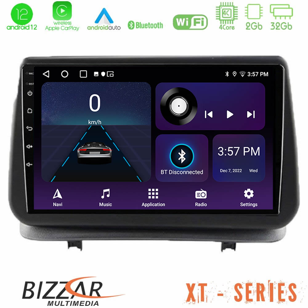 Bizzar XT Series Renault Clio 2005-2012 4Core Android12 2+32GB Navigation Multimedia Tablet 9