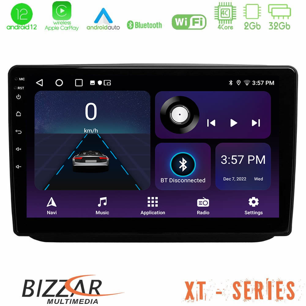 Bizzar XT Series Skoda Fabia 2007-2014 4Core Android12 2+32GB Navigation Multimedia Tablet 9