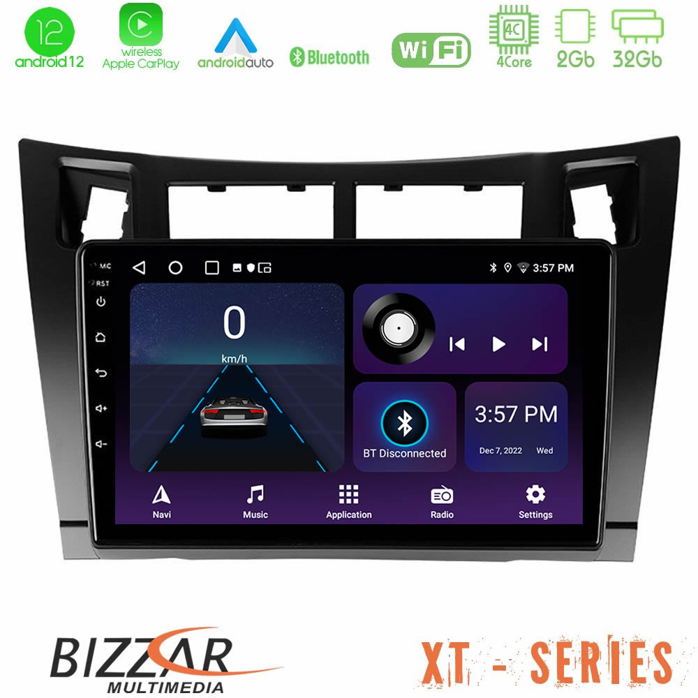 Bizzar XT Series Toyota Yaris 4Core Android12 2+32GB Navigation Multimedia Tablet 9 (Μαύρο Χρώμα)
