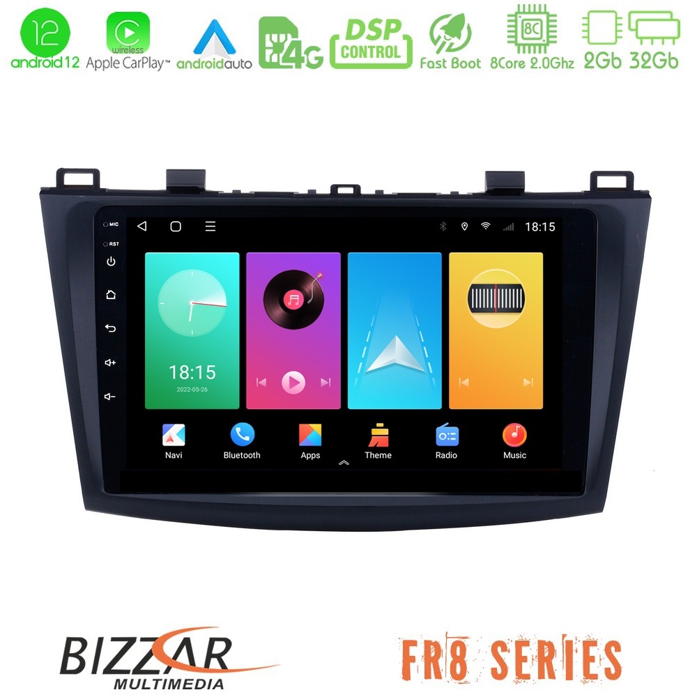 Bizzar FR8 Series Mazda 3 2009-2014 8core Android12 2+32GB Navigation Multimedia Tablet 9