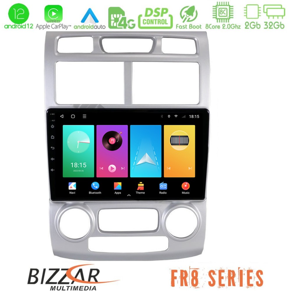 Bizzar FR8 Series Kia Sportage 2005-2010 8core Android12 2+32GB Navigation Multimedia Tablet 9″