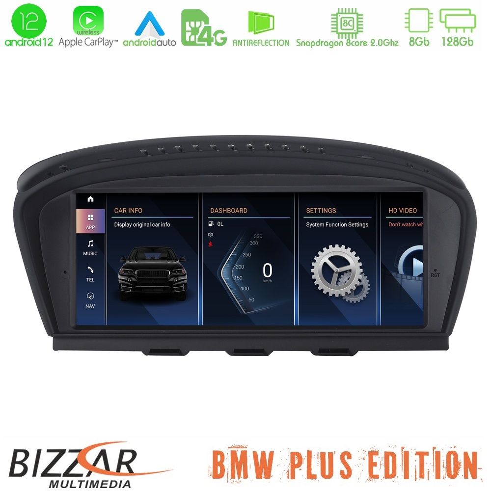BMW 3er/5er/6er (E90/E60/E63) Android12 (8+128GB) Navigation Multimedia 8.8″ Anti-reflection